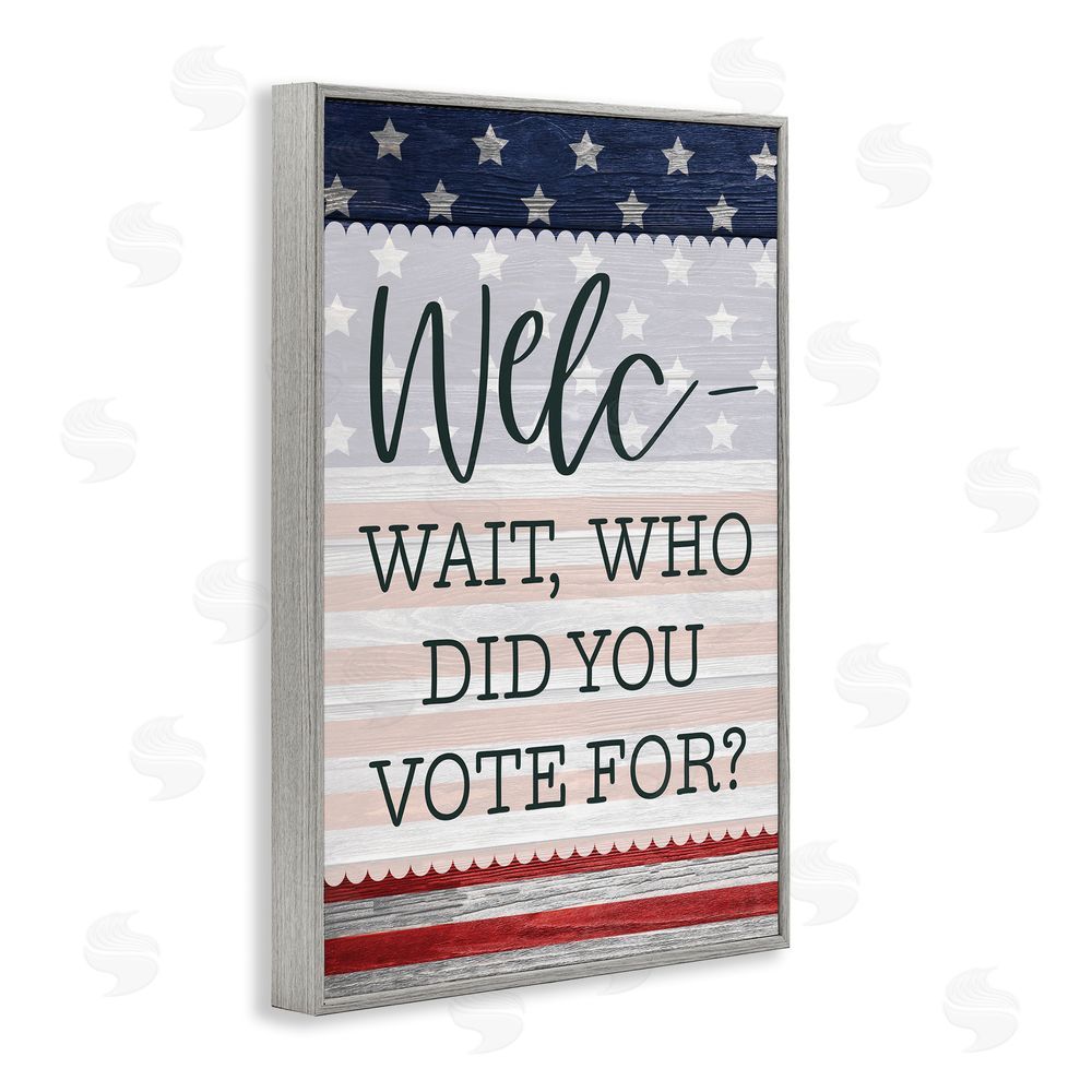 Lux + Me Designs Political Welcome Sign Gray Framed Giclee Wall Art Print