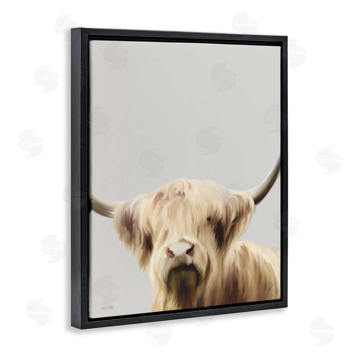 House Fenway Hair Highland Cropped Portrait Black Floating Frame Canvas Wall Art Print