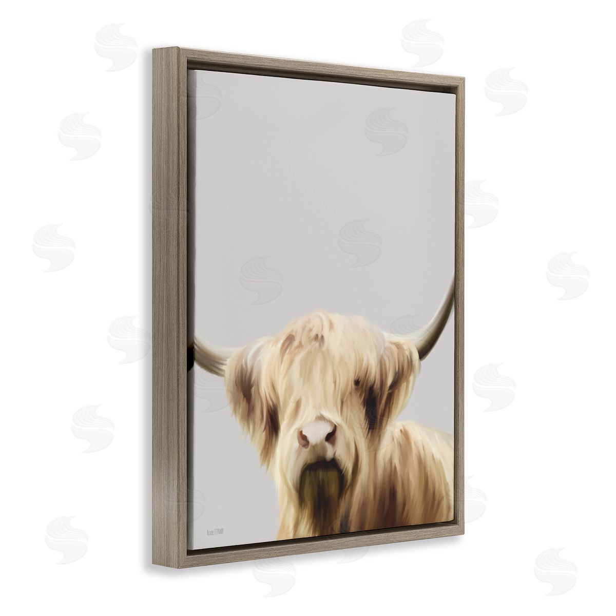 House Fenway Hair Highland Cropped Portrait Brown Floating Frame Canvas Wall Art Print