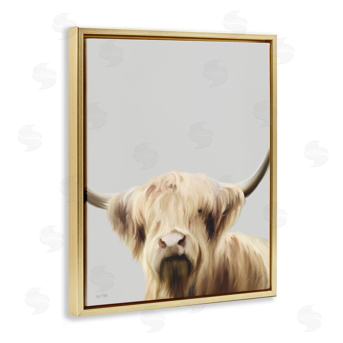 House Fenway Hair Highland Cropped Portrait Gold Floating Frame Canvas Wall Art Print
