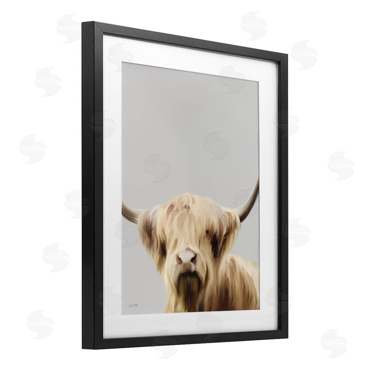 House Fenway Hair Highland Cropped Portrait Black Framed Print Under Glass with White Mat Wall Art