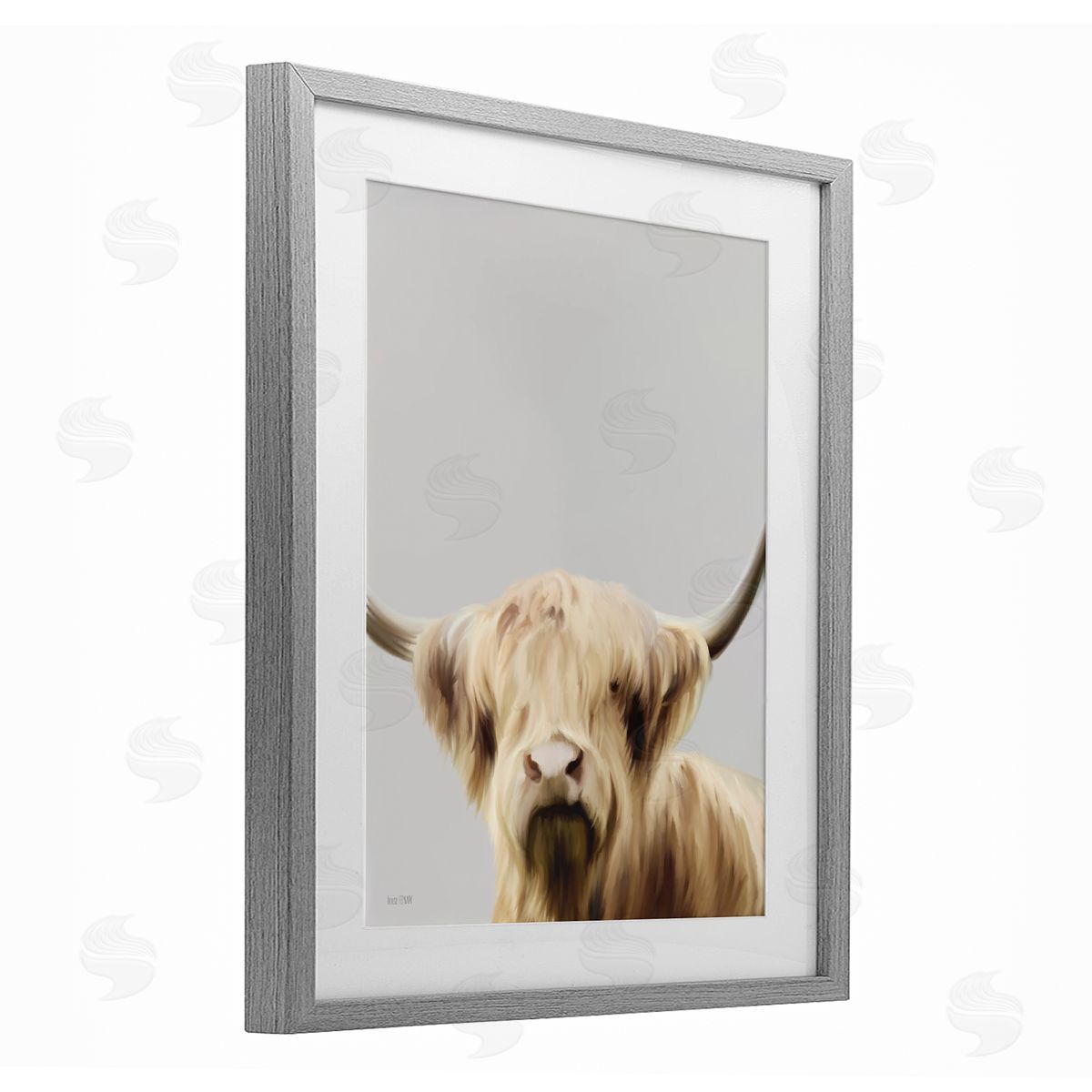 House Fenway Hair Highland Cropped Portrait Gray Framed Print Under Glass with White Mat Wall Art