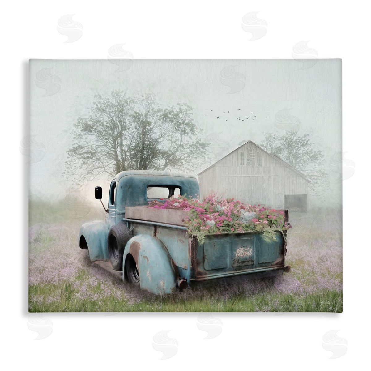 Lori Deiter Foggy Truck with Flowers Canvas Wall Art Print