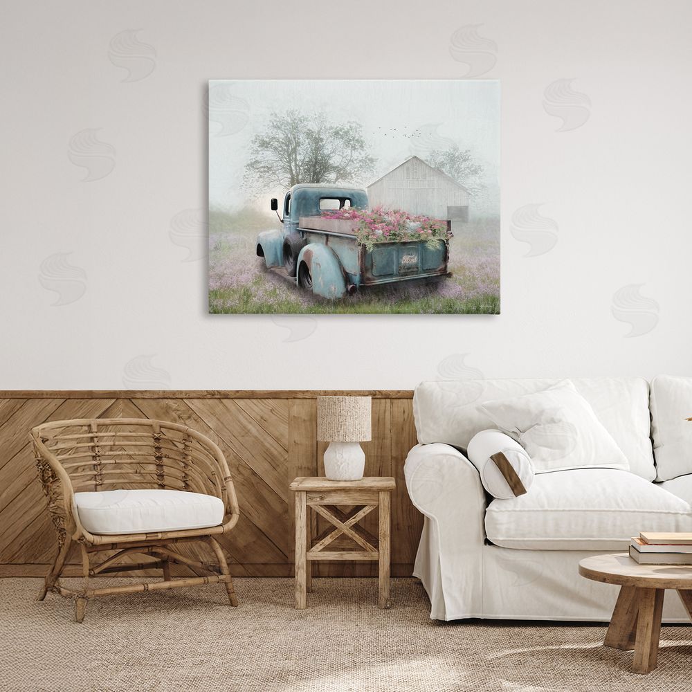 Lori Deiter Foggy Truck with Flowers Canvas Art on Wall