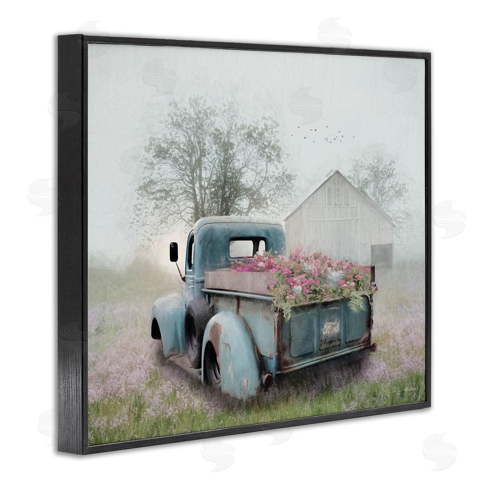 Lori Deiter Foggy Truck with Flowers Black Framed Giclee Wall Art Print
