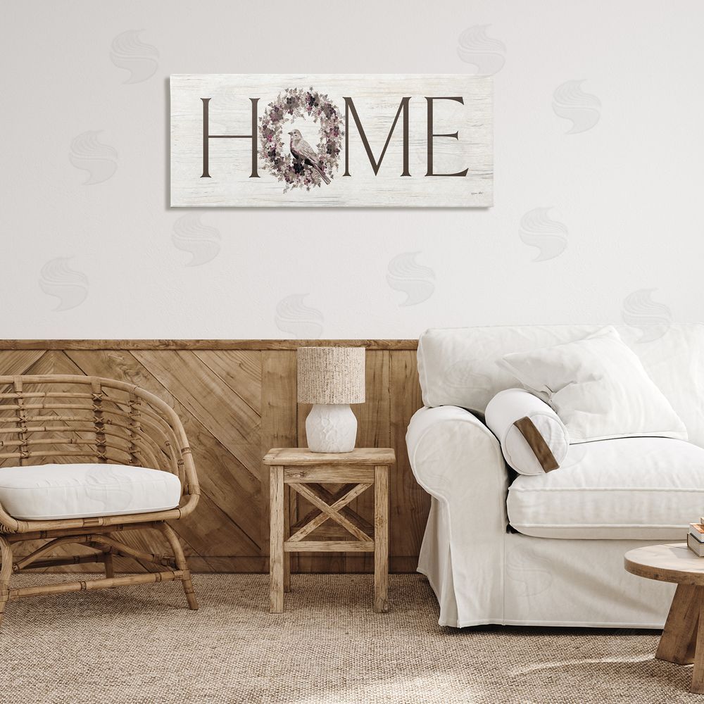 Annie LaPoint Home Bird Wreath Sign Canvas Art on Wall