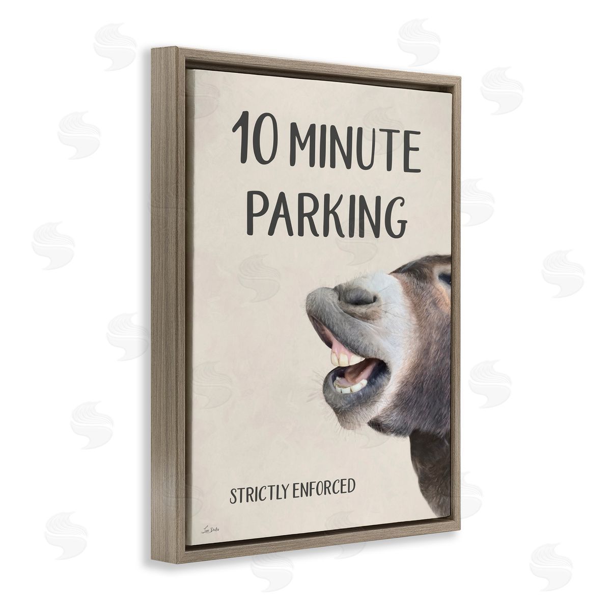 Lori Deiter 10 Minute Parking Donkey Brown Floating Frame Canvas Wall Art Print