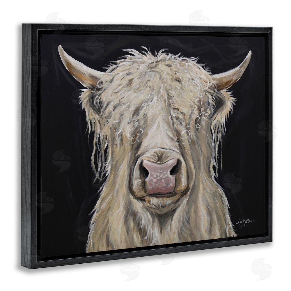 Lee Keller Calvin the Highland Cattle Black Floating Frame Canvas Wall Art Print