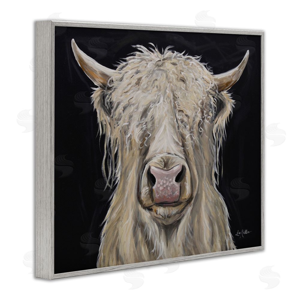 Lee Keller Calvin the Highland Cattle Gray Framed Giclee Wall Art Print