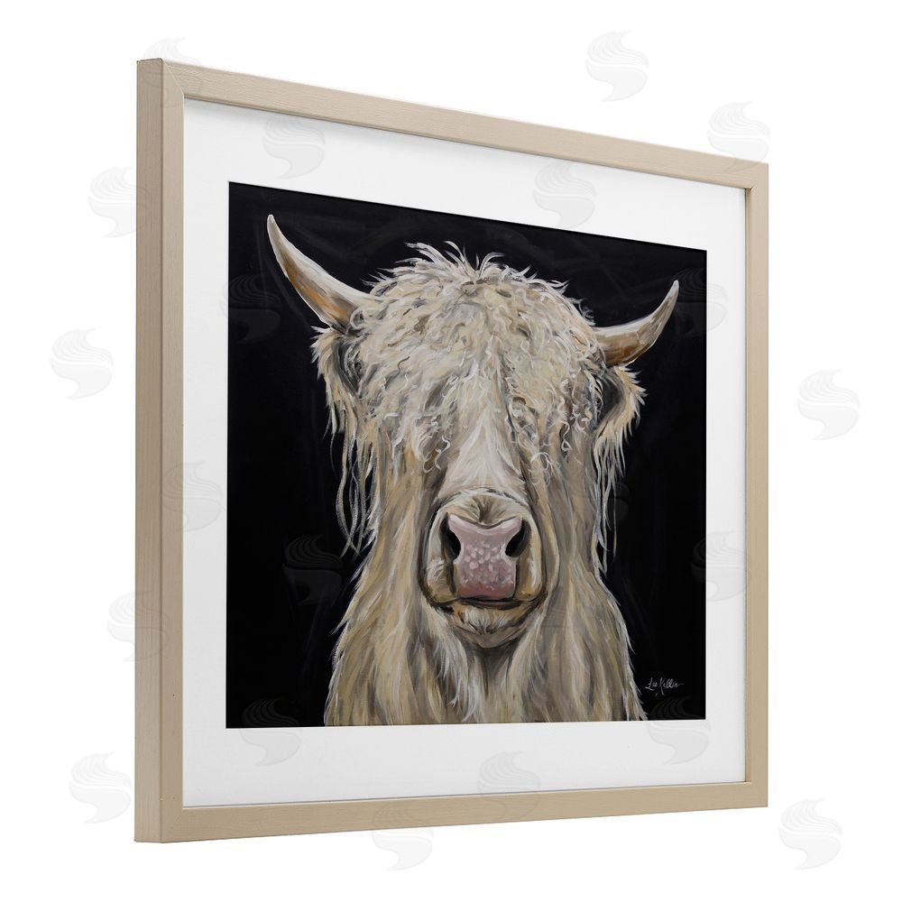 Lee Keller Calvin the Highland Cattle Birch Framed Print Under Glass with White Mat Wall Art