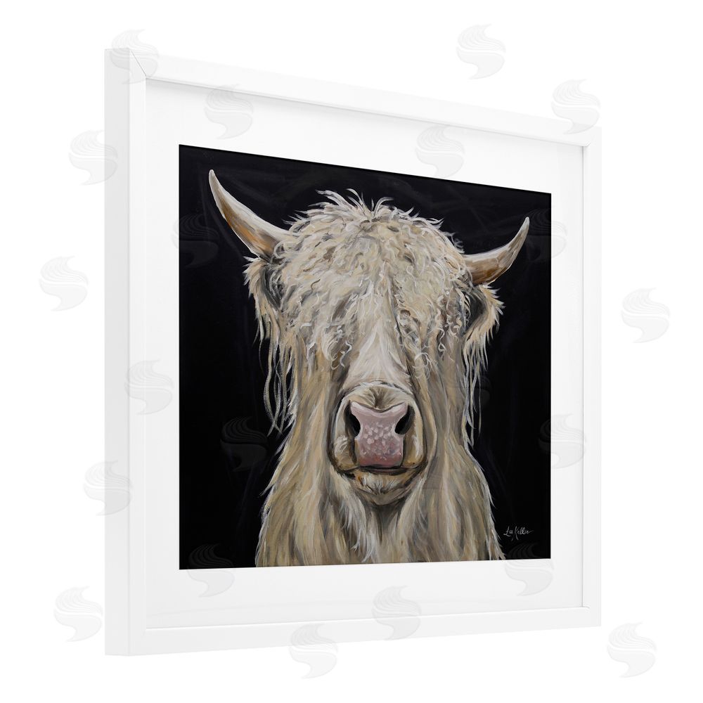 Lee Keller Calvin the Highland Cattle White Framed Print Under Glass with Mat Wall Art