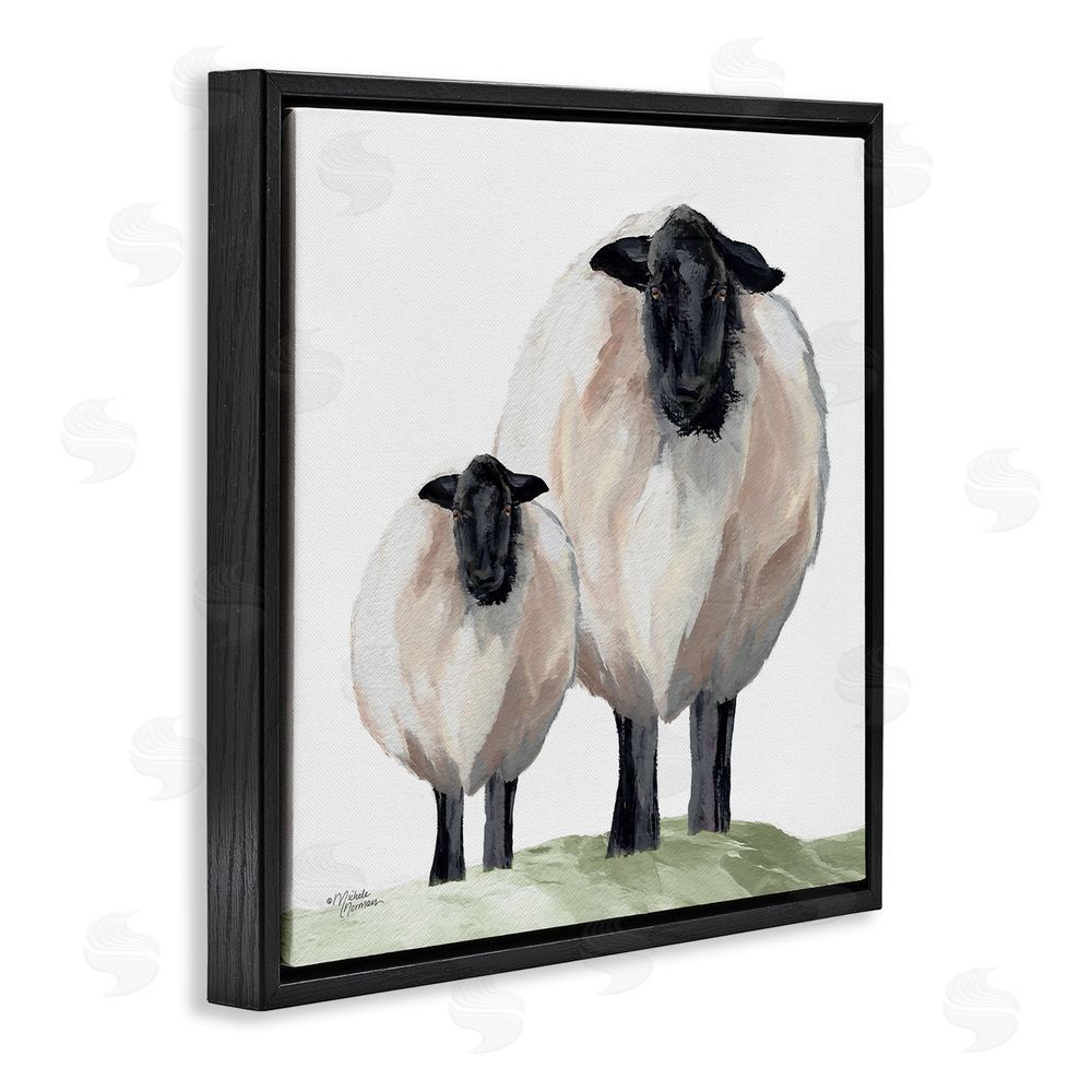 Michele Norman Sheep And Lamb Portrait Black Floating Frame Canvas Wall Art Print