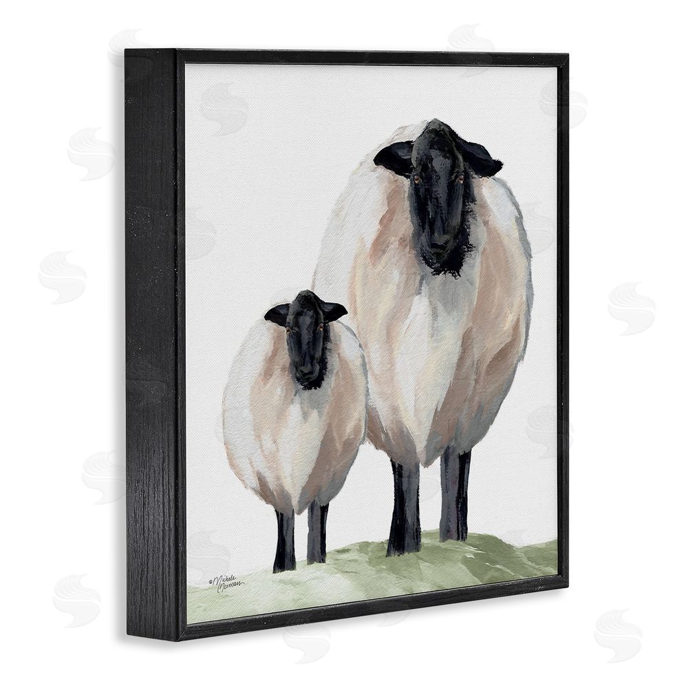 Michele Norman Sheep And Lamb Portrait Black Framed Giclee Wall Art Print