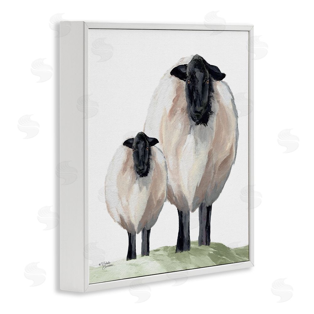 Michele Norman Sheep And Lamb Portrait White Framed Giclee Wall Art Print