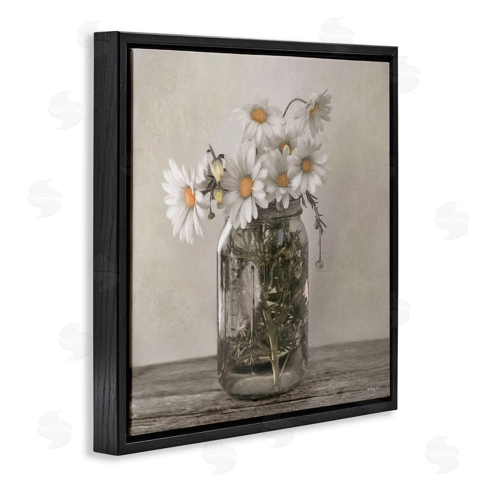 Robin-Lee Viera Joy In A Jar Daisies Black Floating Frame Canvas Wall Art Print