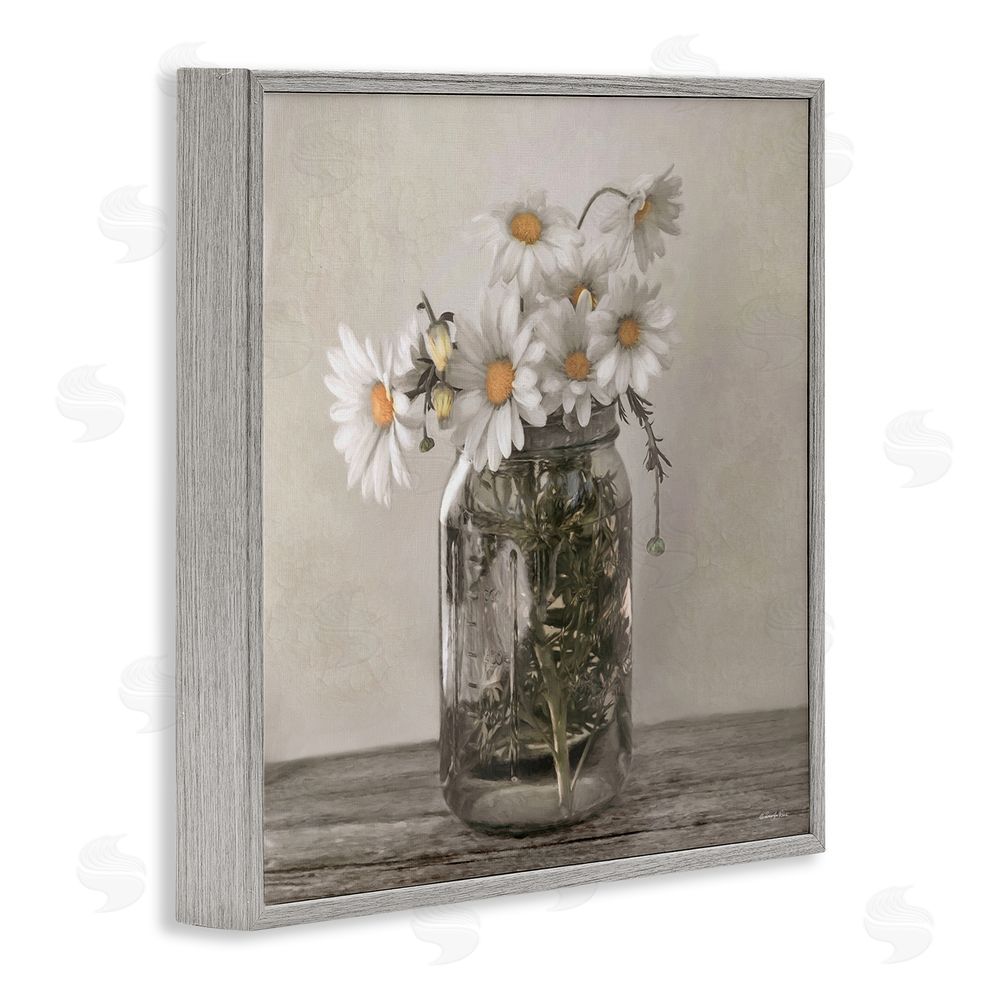 Robin-Lee Viera Joy In A Jar Daisies Gray Framed Giclee Wall Art Print