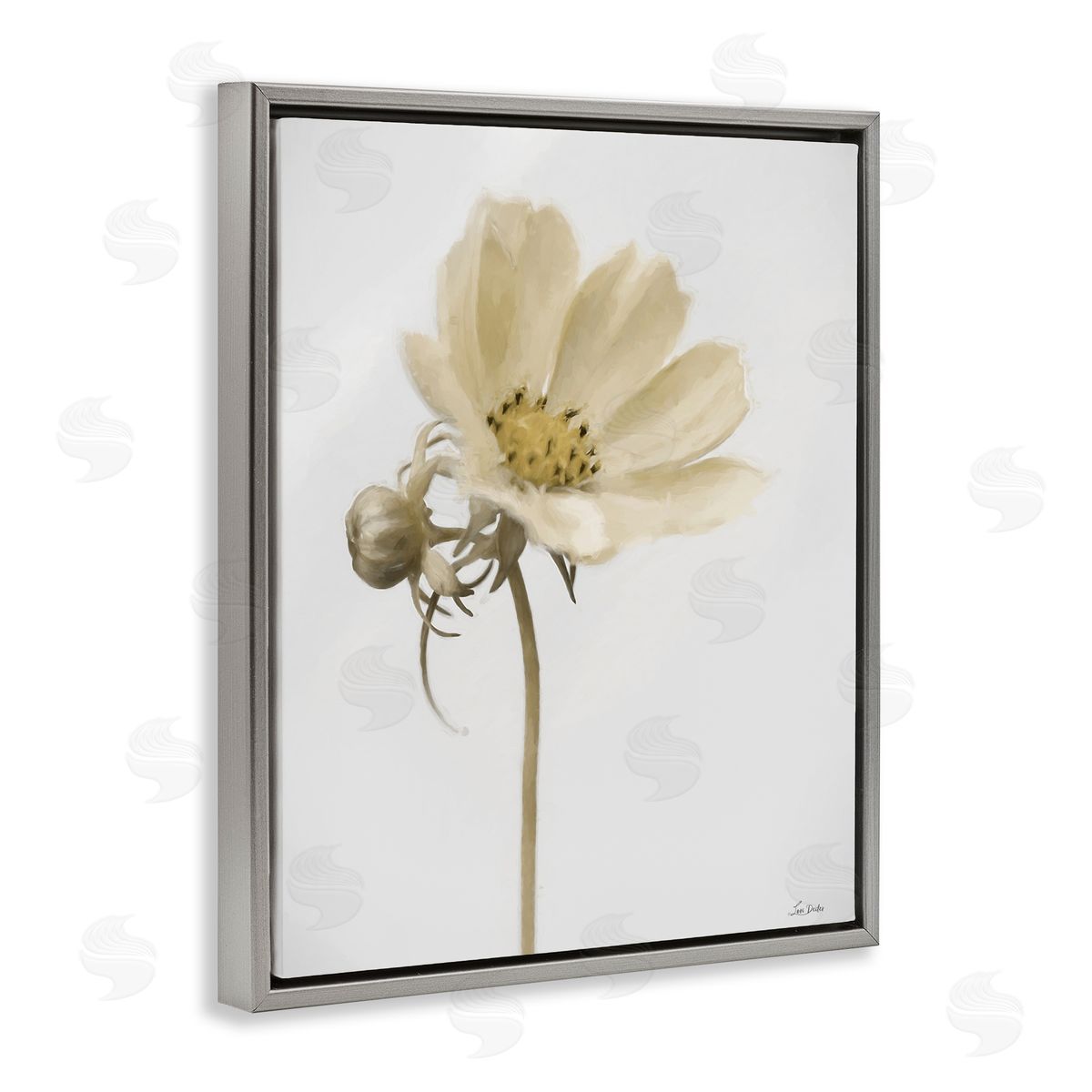 Lori Deiter Simple Beauty Soft Flower Gray Floating Frame Canvas Wall Art Print
