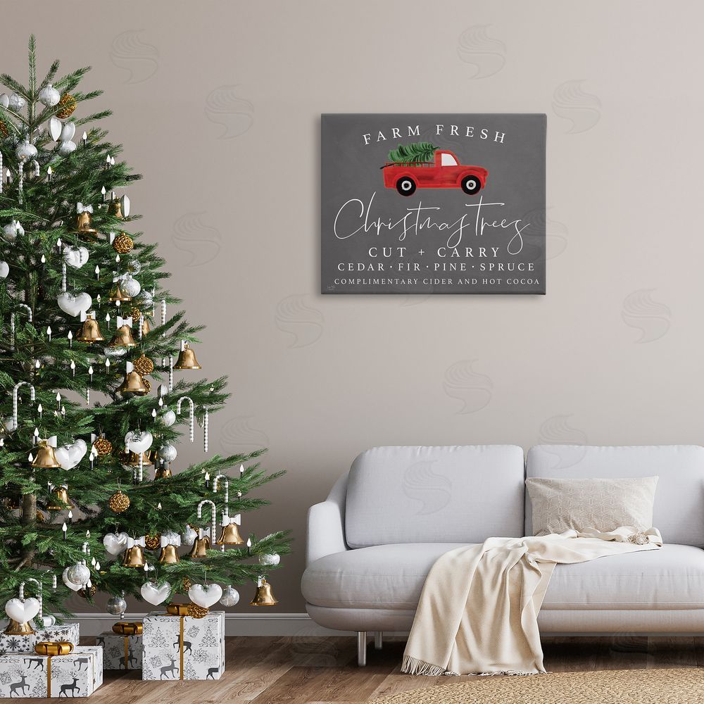 Lux + Me Designs Farm Fresh Trees over Grey Printed Wall Art in Room