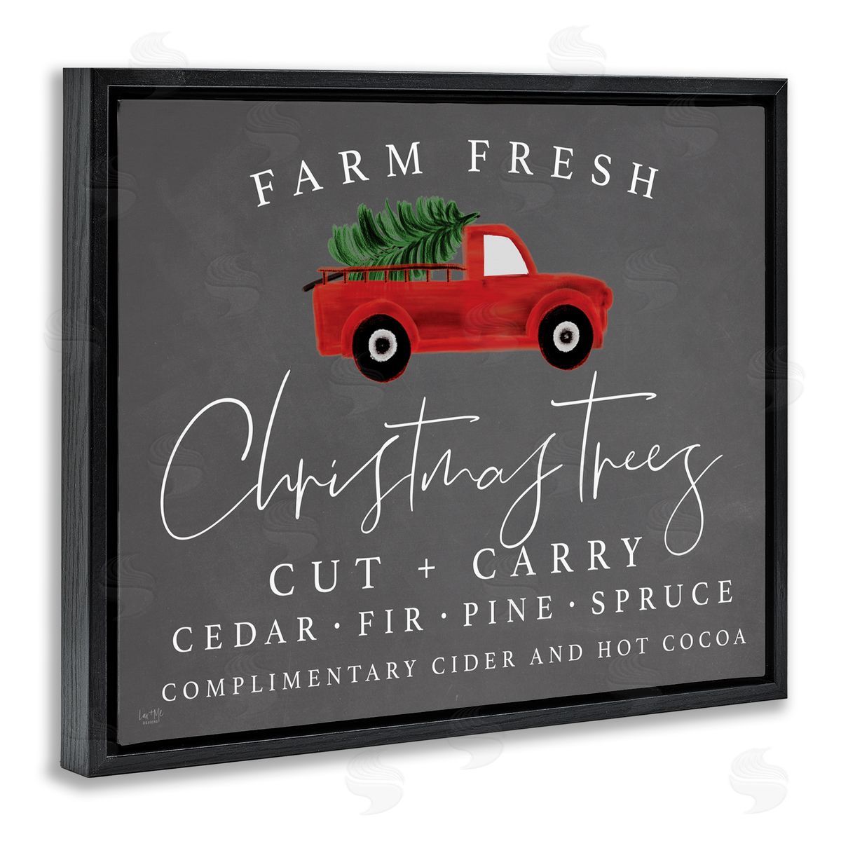 Lux + Me Designs Farm Fresh Trees over Grey Black Floating Frame Canvas Wall Art Print