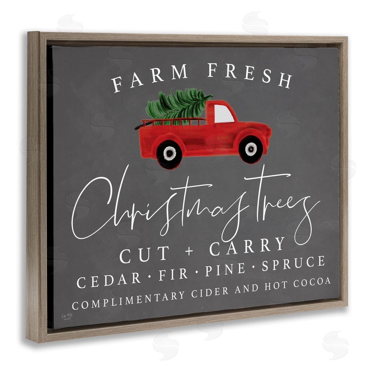 Lux + Me Designs Farm Fresh Trees over Grey Brown Floating Frame Canvas Art Print