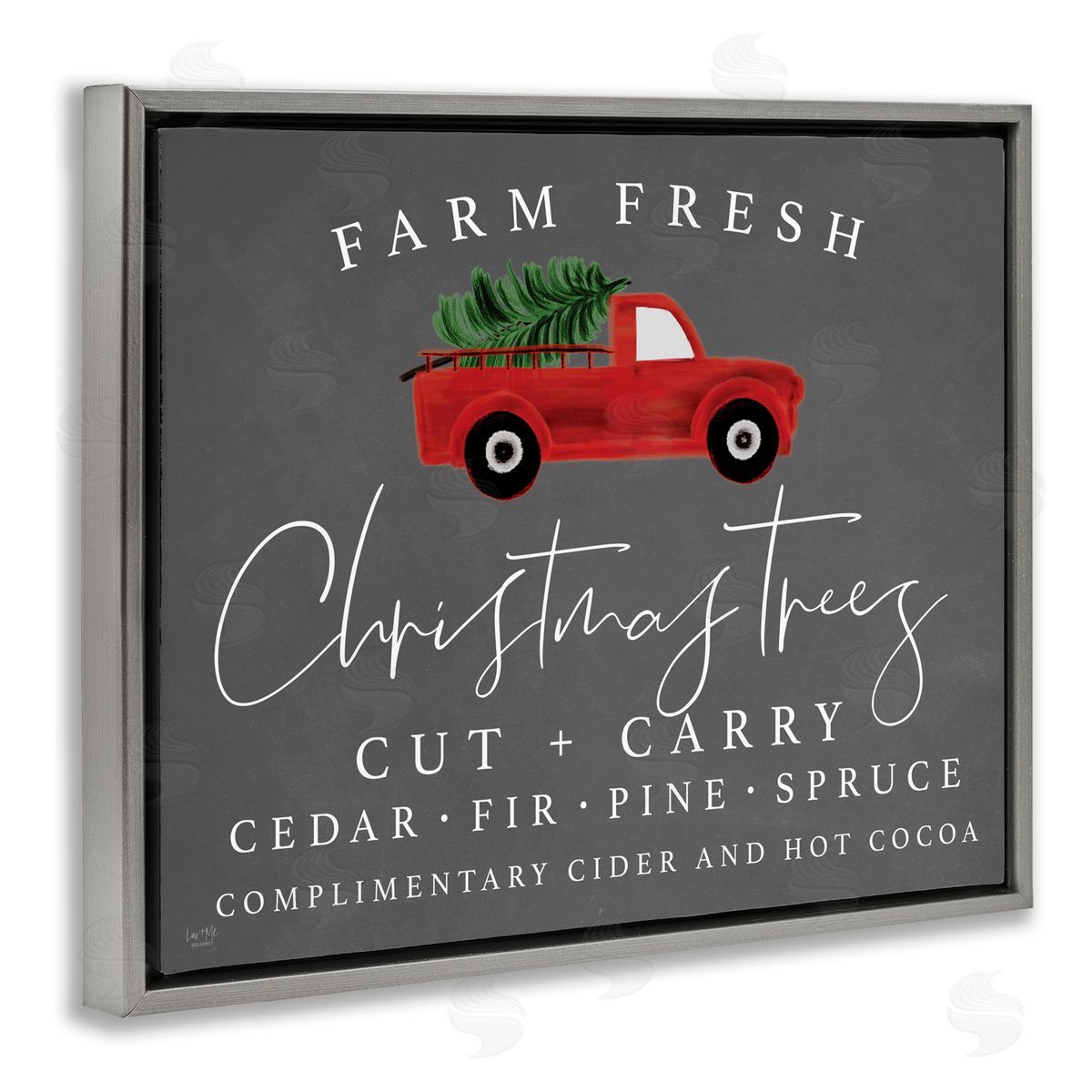 Lux + Me Designs Farm Fresh Trees over Grey Gray Floating Frame Canvas Art Print
