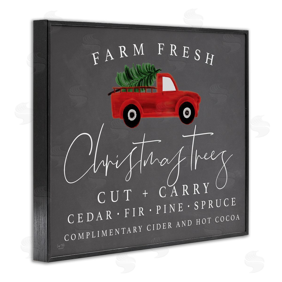 Lux + Me Designs Farm Fresh Trees over Grey Black Framed Giclee Art Print