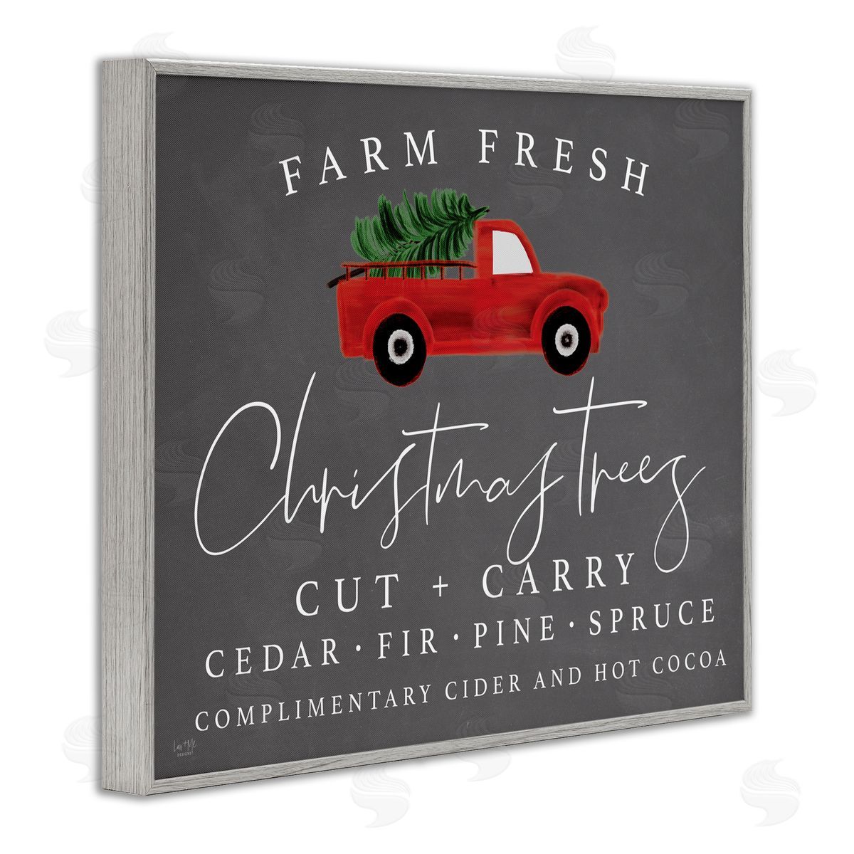 Lux + Me Designs Farm Fresh Trees over Grey Gray Framed Giclee Art Print