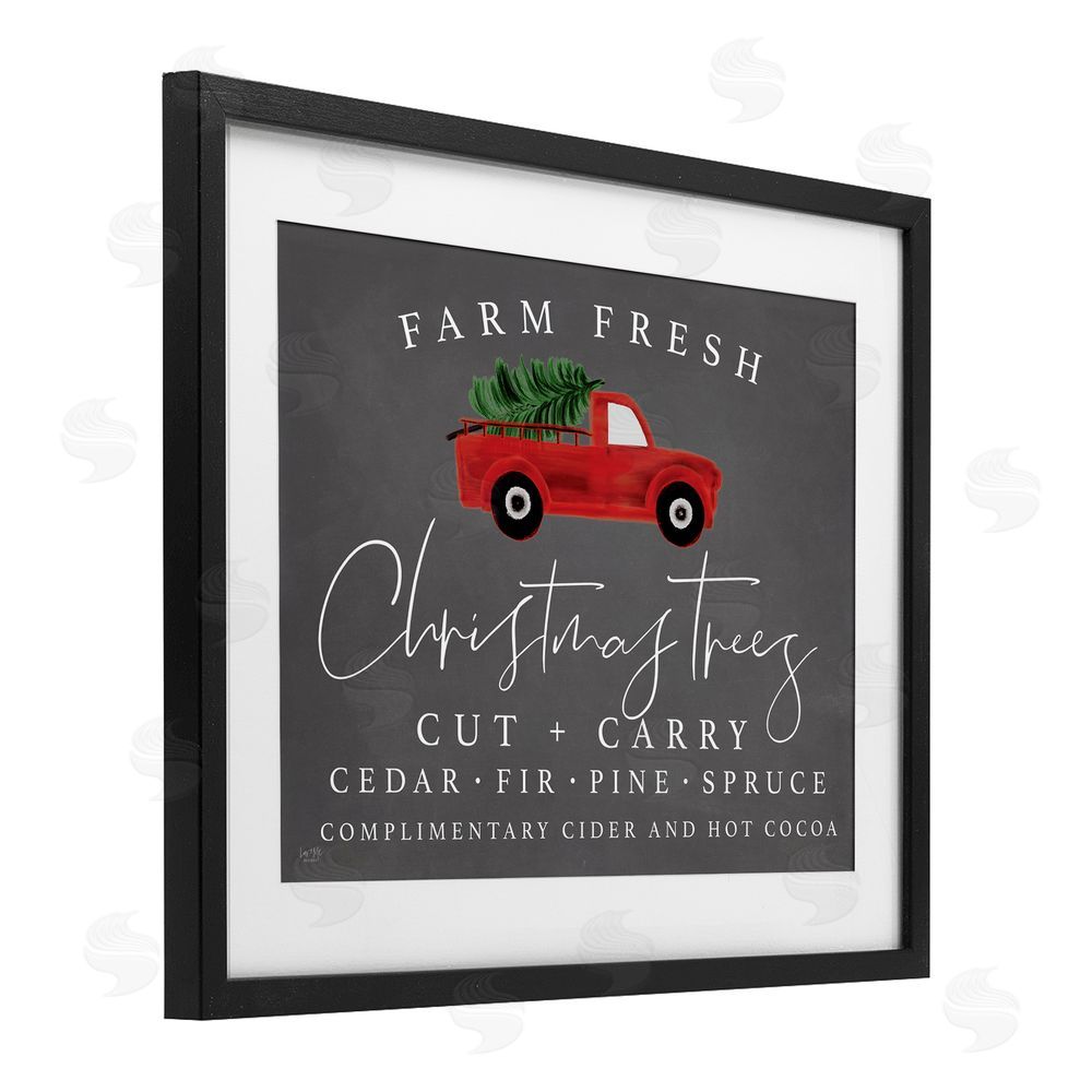 Lux + Me Designs Farm Fresh Trees over Grey Black Framed Print Under Glass Art