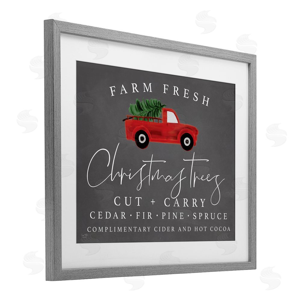 Lux + Me Designs Farm Fresh Trees over Grey Gray Framed Print Under Glass Art