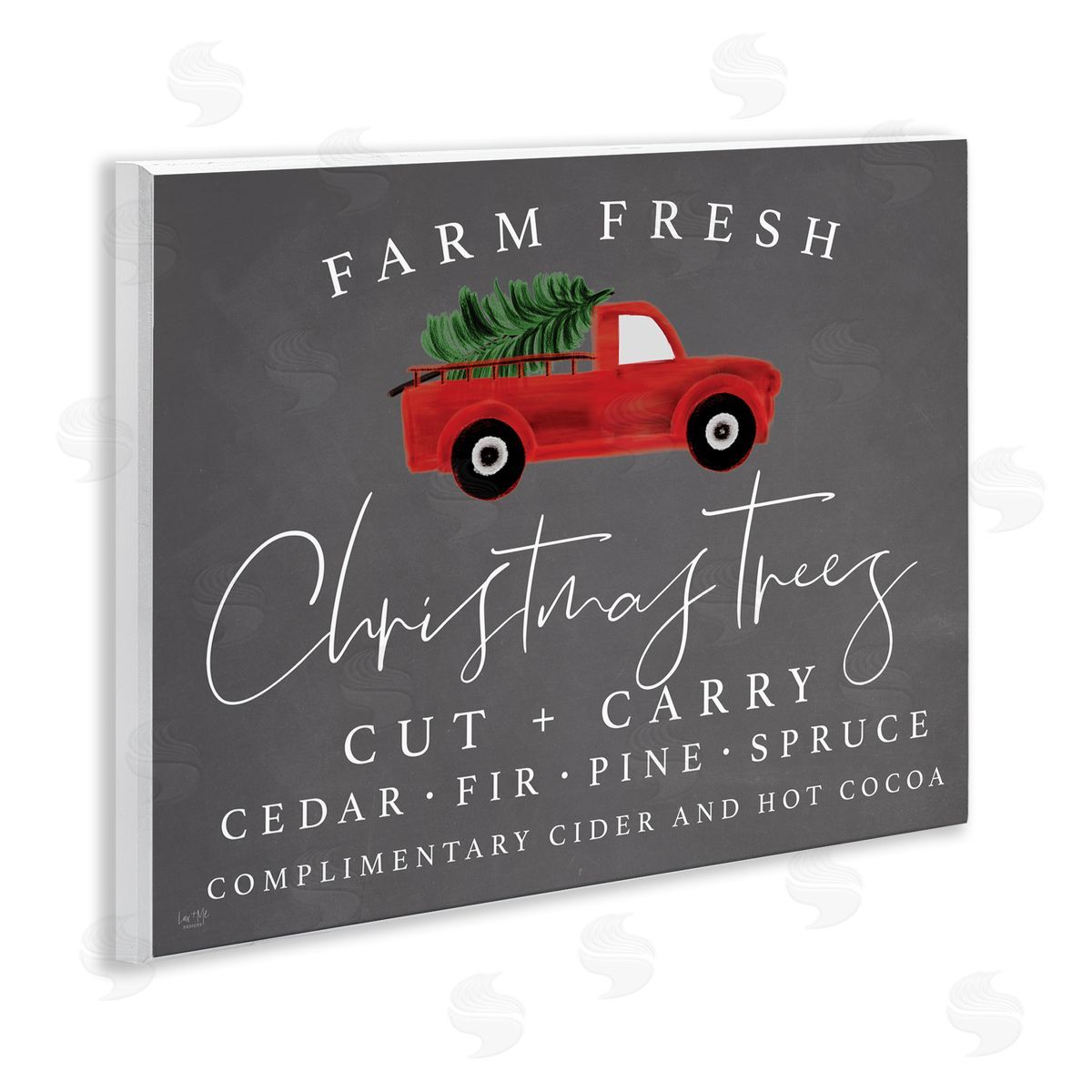 Lux + Me Designs Farm Fresh Trees over Grey Wall Plaque Art Print