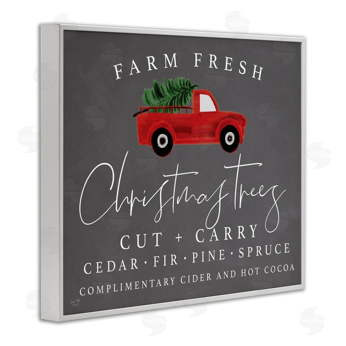 Lux + Me Designs Farm Fresh Trees over Grey White Frame Giclee Art Print