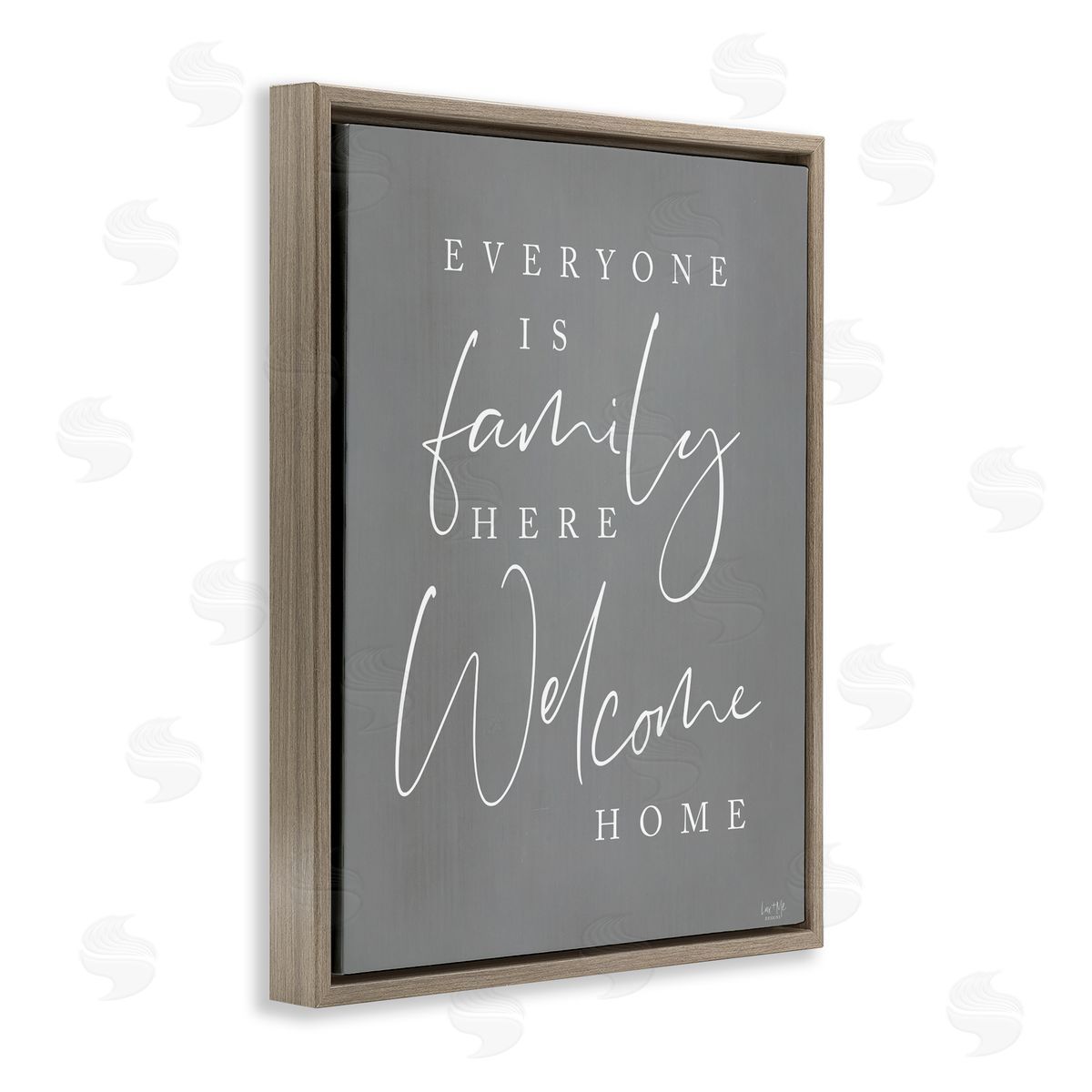 Lux + Me Designs Everyone is Family Here Brown Floating Frame Canvas Wall Art Print