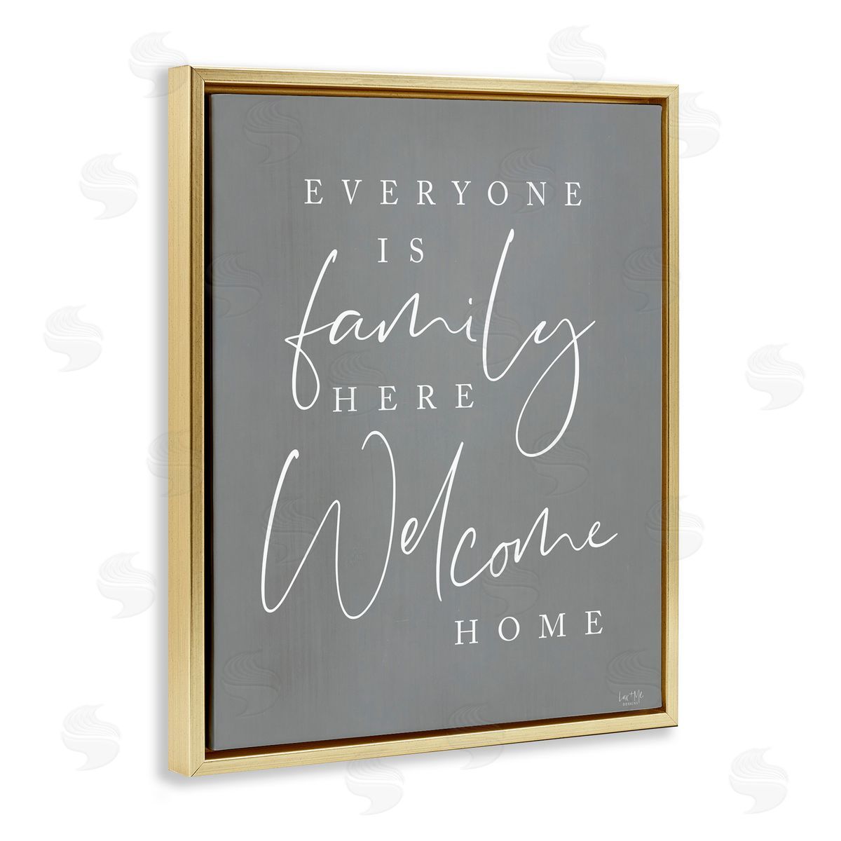 Lux + Me Designs Everyone is Family Here Gold Floating Frame Canvas Wall Art Print
