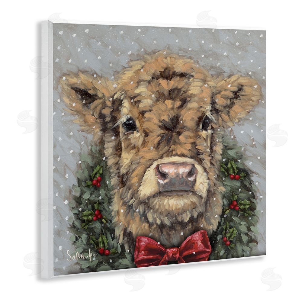Sara G. Designs Snowy Day Christmas Cow Wall Plaque Art Print