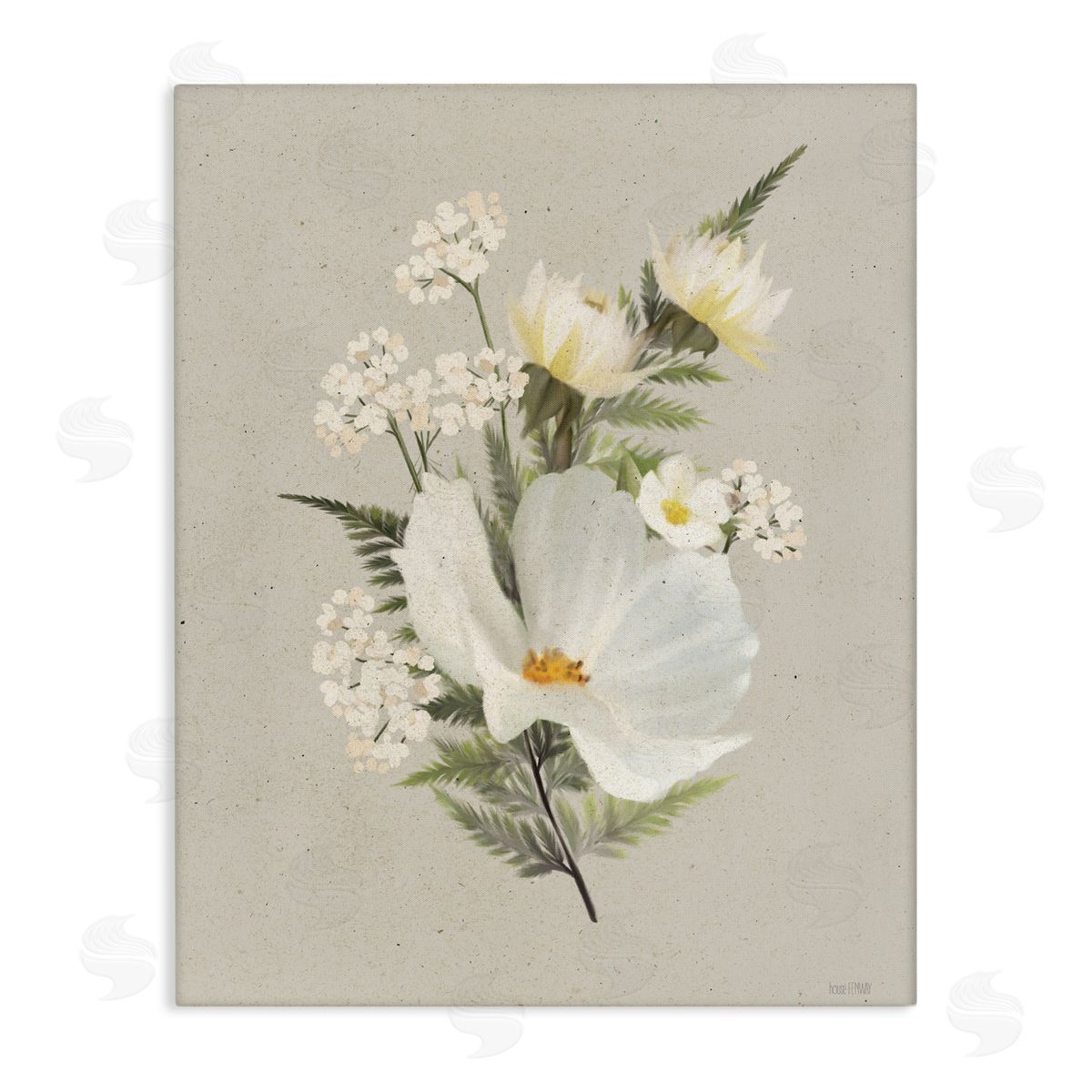 House Fenway Paper Flowers White Blossom Canvas Wall Art Print