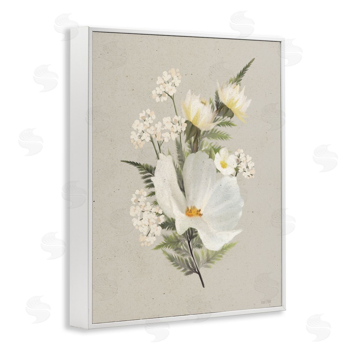 House Fenway Paper Flowers White Blossom White Framed Giclee Wall Art Print