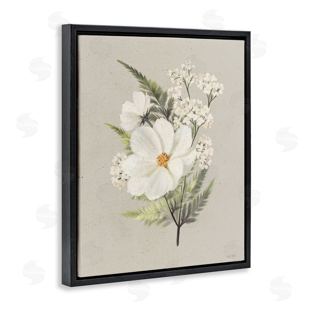 House Fenway Paper Flowers Lush Blossoms Black Floating Frame Canvas Wall Art Print