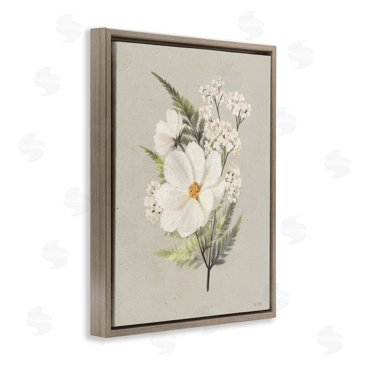 House Fenway Paper Flowers Lush Blossoms Brown Floating Frame Canvas Wall Art Print