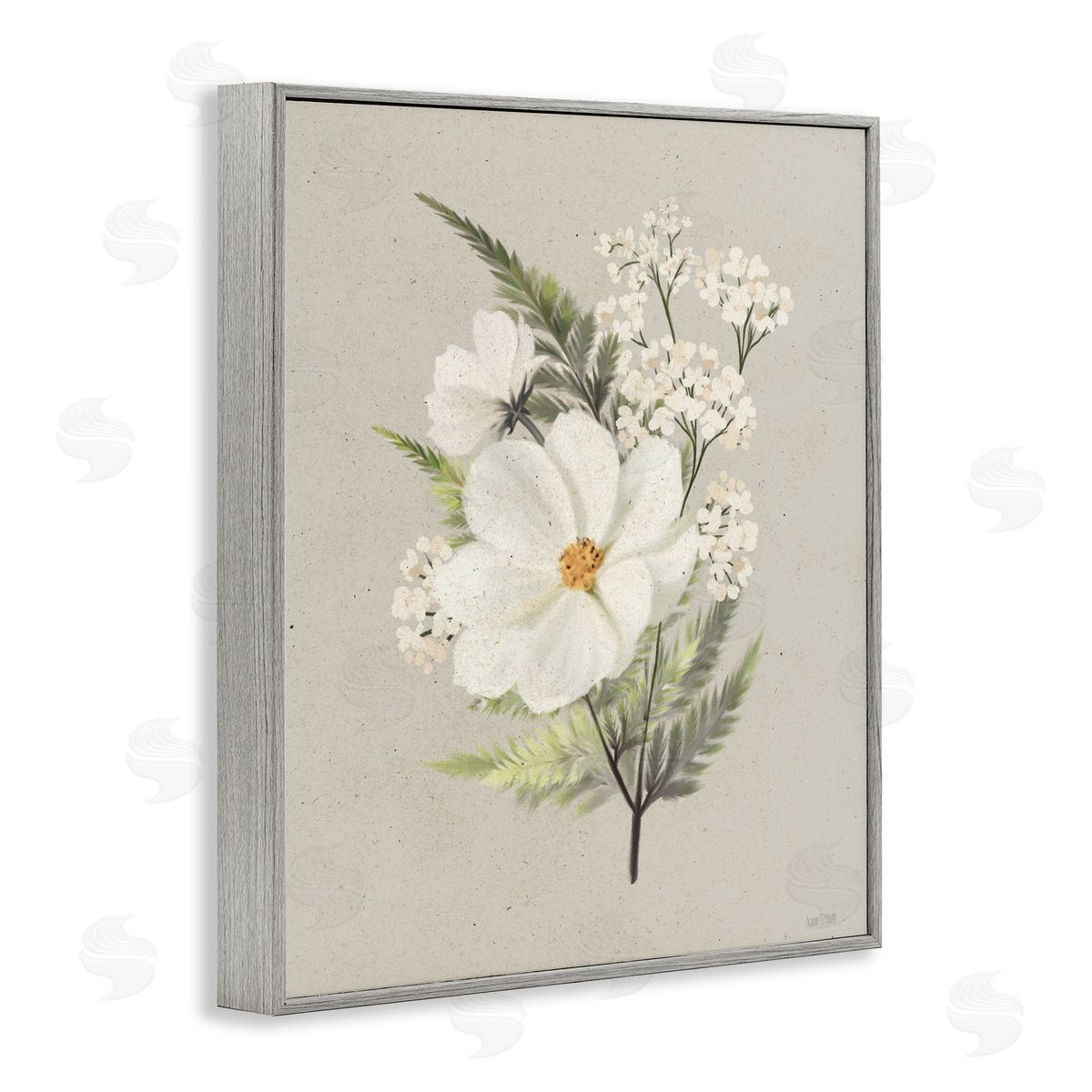 House Fenway Paper Flowers Lush Blossoms Gray Framed Giclee Wall Art Print