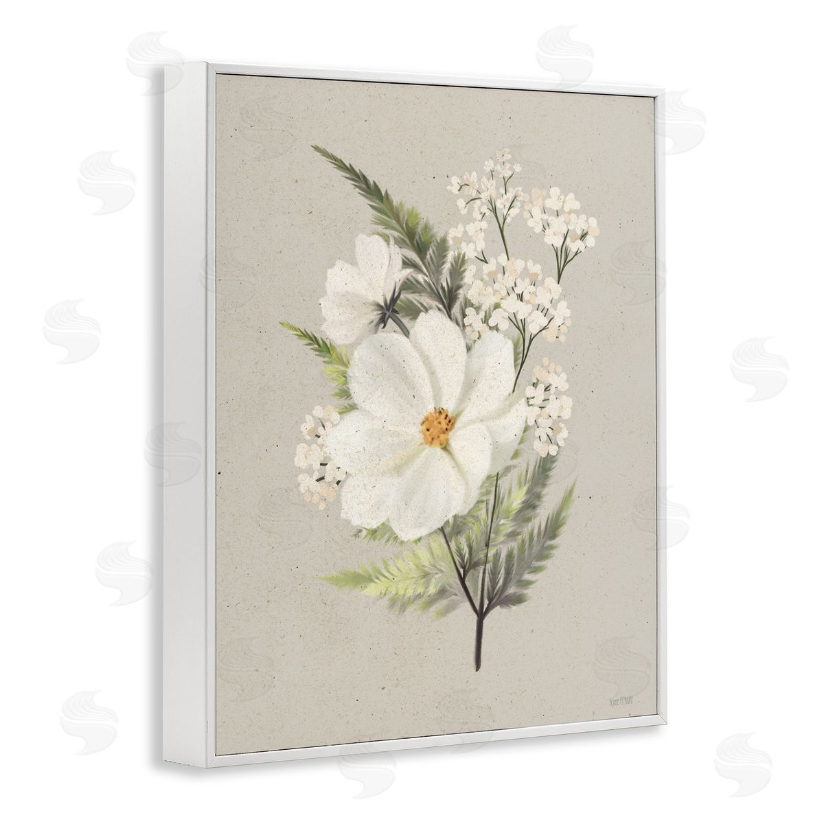 House Fenway Paper Flowers Lush Blossoms White Framed Giclee Wall Art Print