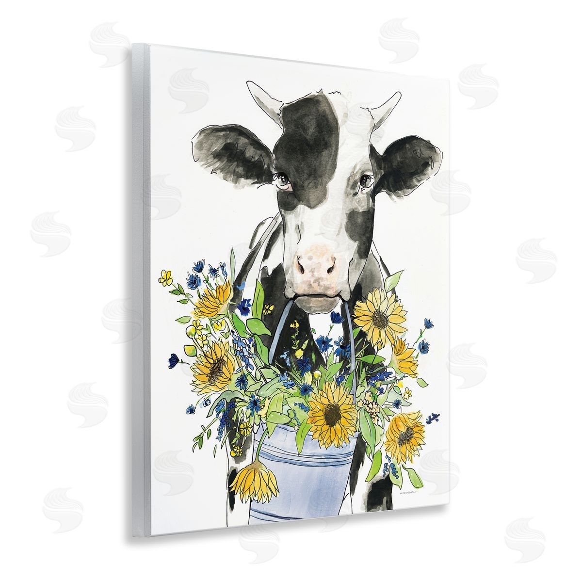Kamdon Kreations Bessie in the Sunflowers Cow Wall Plaque Art Print