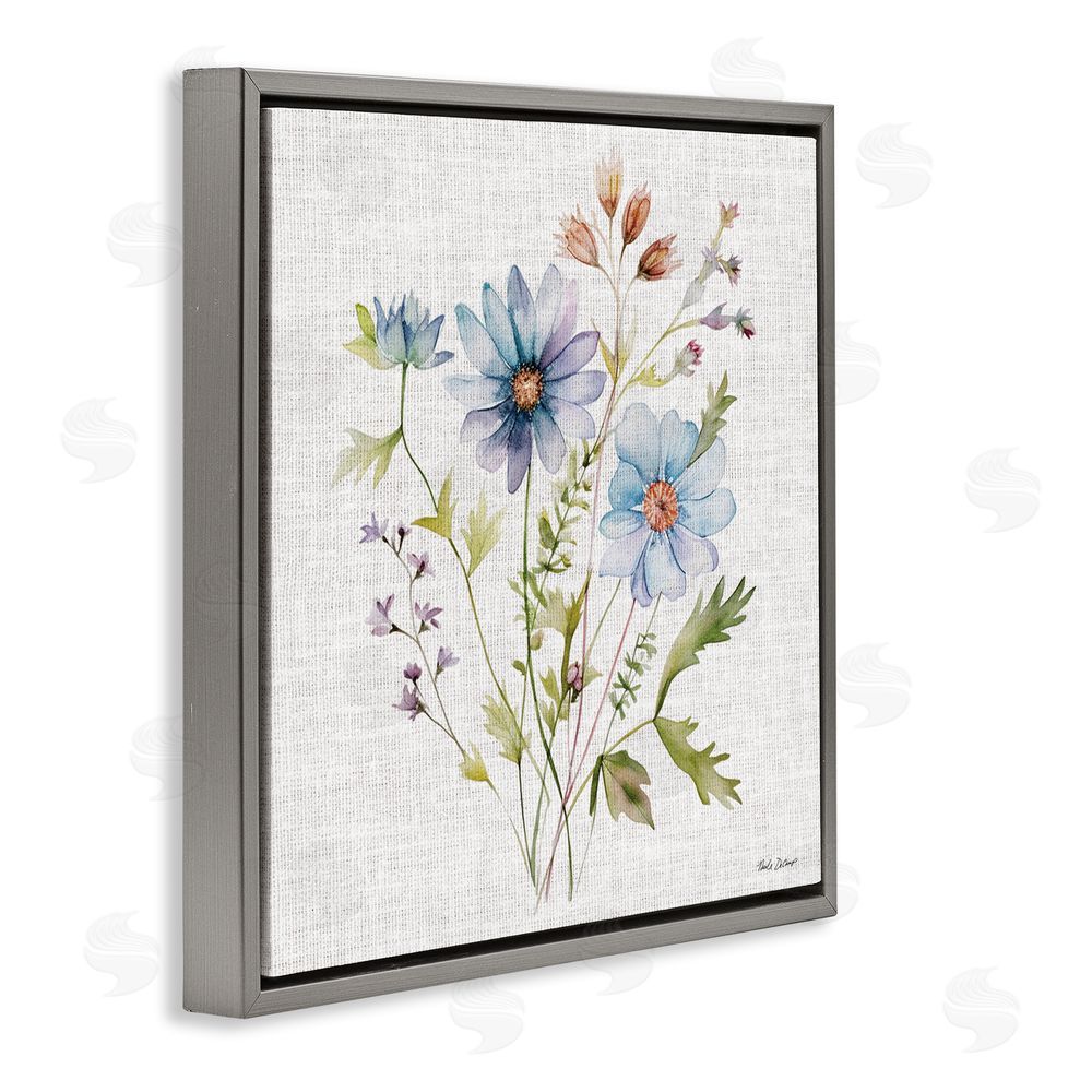 Nicole DeCamp Wild Floral Botanical Bundle Gray Floating Frame Canvas Wall Art Print