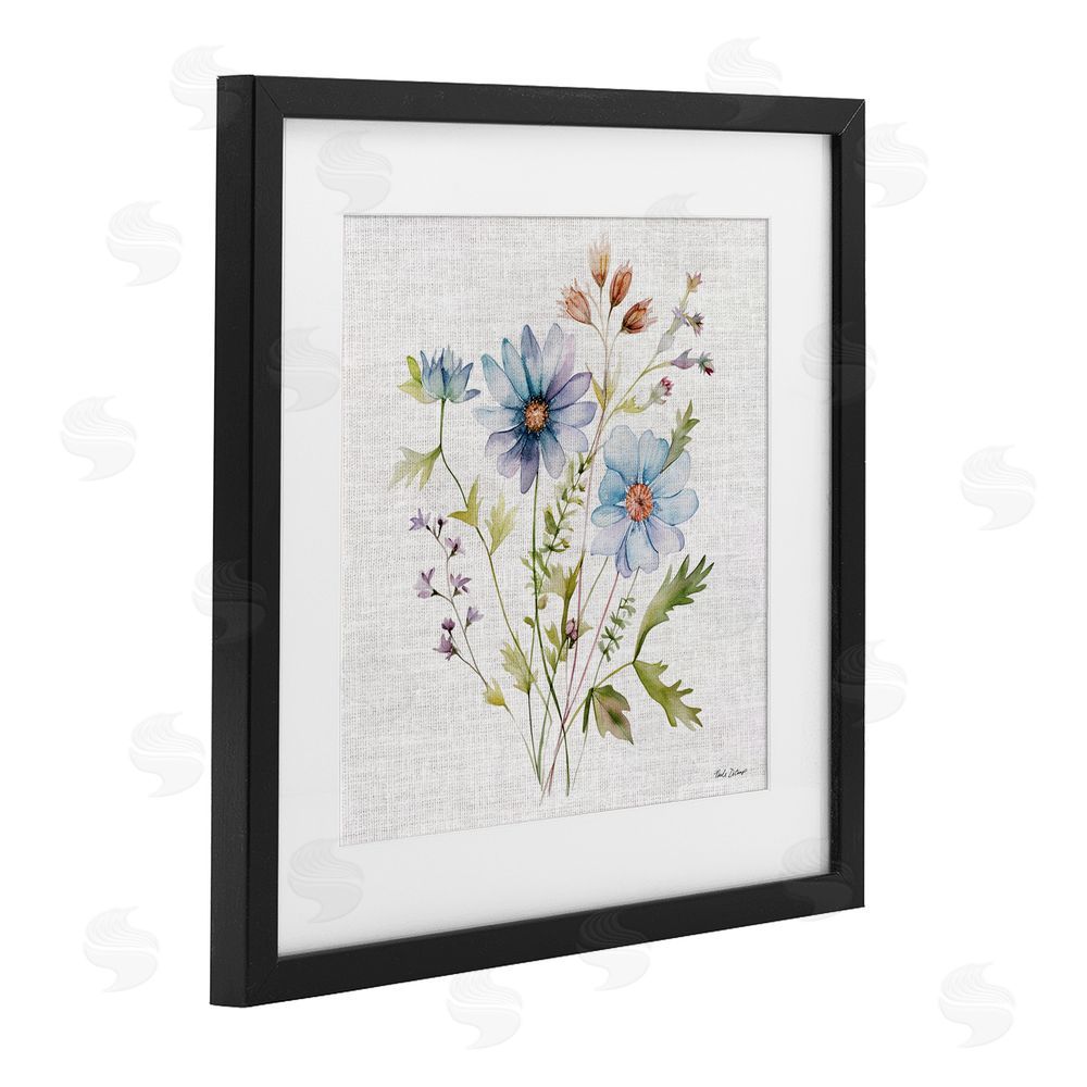 Nicole DeCamp Wild Floral Botanical Bundle Black Framed Print Under Glass with White Mat Wall Art