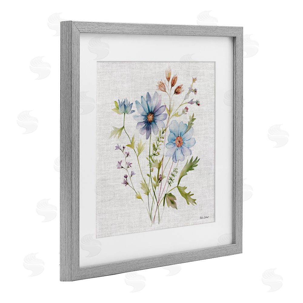 Nicole DeCamp Wild Floral Botanical Bundle Gray Framed Print Under Glass with White Mat Wall Art