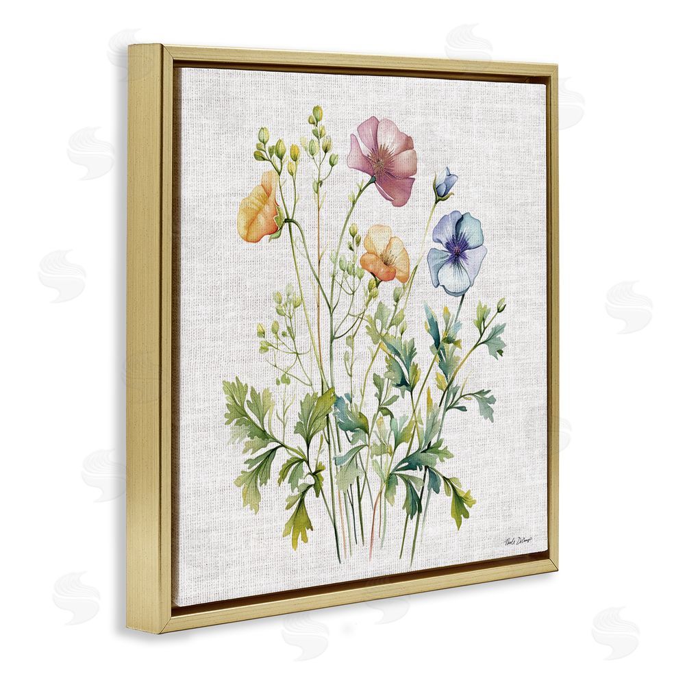 Nicole DeCamp Wild Botanical Bundle Gold Floating Frame Canvas Wall Art Print