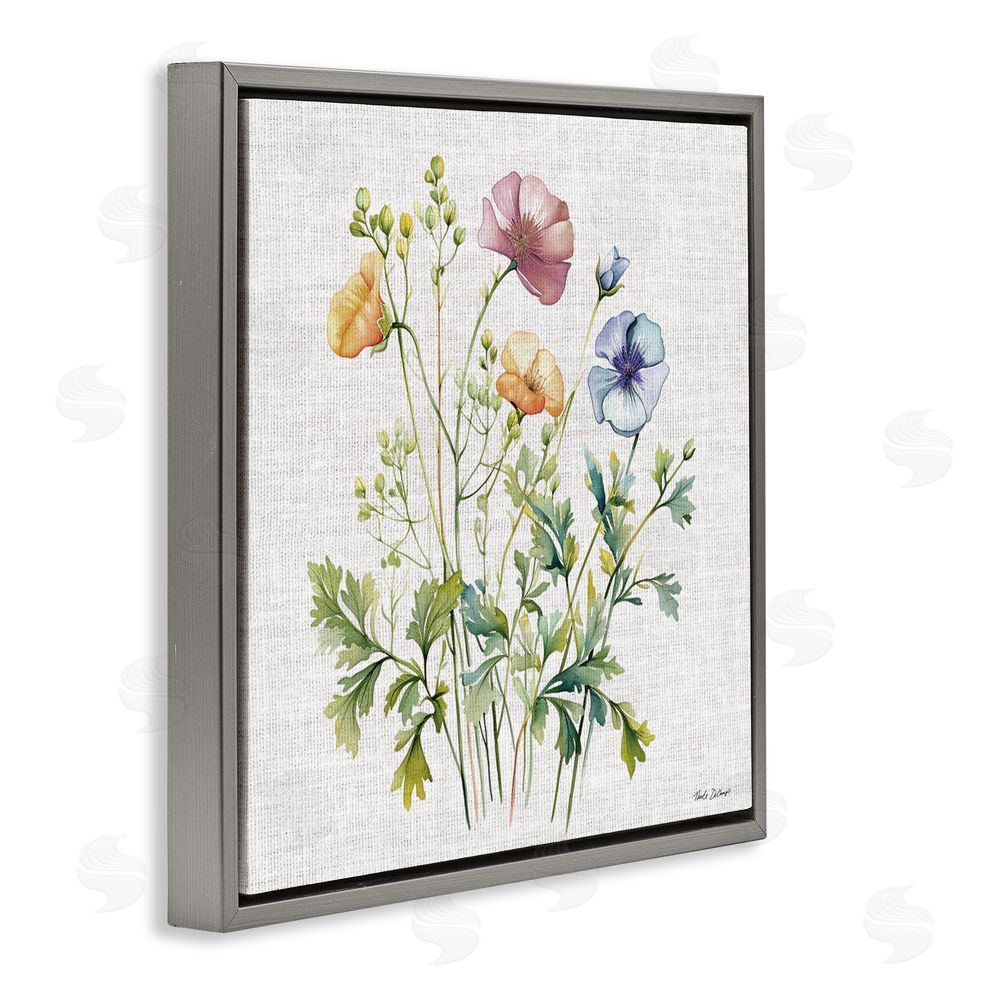 Nicole DeCamp Wild Botanical Bundle Gray Floating Frame Canvas Wall Art Print