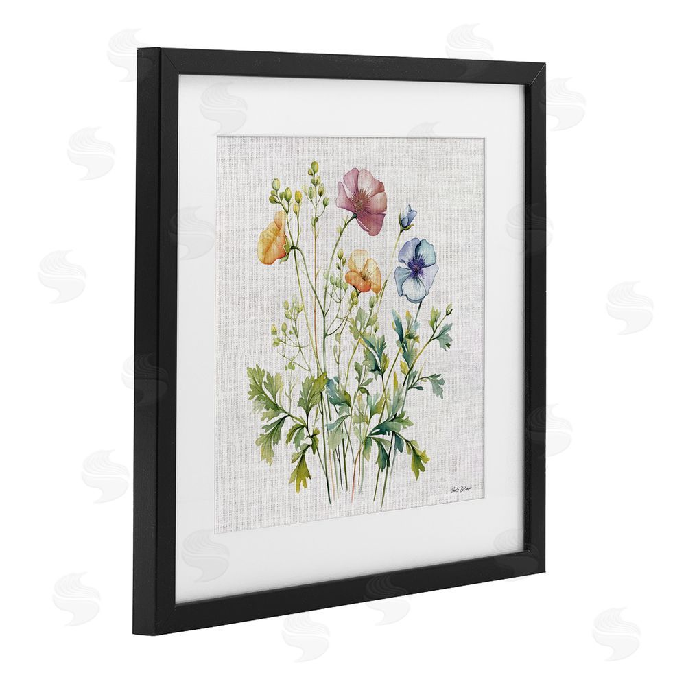 Nicole DeCamp Wild Botanical Bundle Black Framed Print Under Glass with White Mat Wall Art
