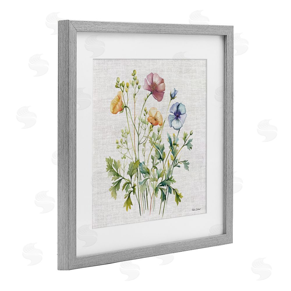 Nicole DeCamp Wild Botanical Bundle Gray Framed Print Under Glass with White Mat Wall Art