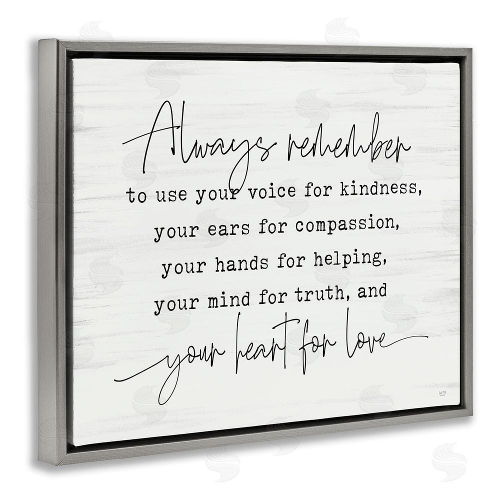 Lux + Me Designs Always Remember Heart For Love Gray Floating Frame Canvas Wall Art Print