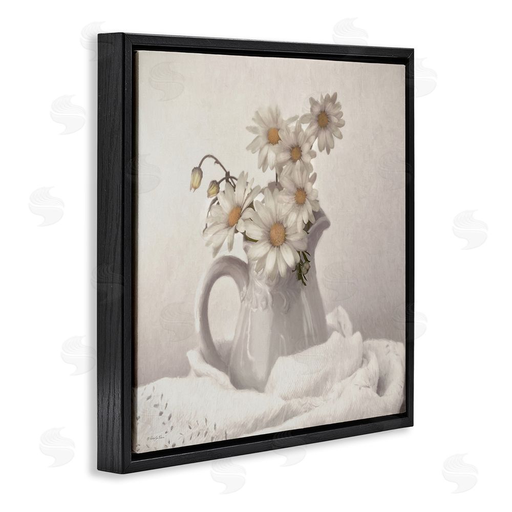 Robin-Lee Viera Simple Pleasures Daisy Vase Black Floating Frame Canvas Wall Art Print